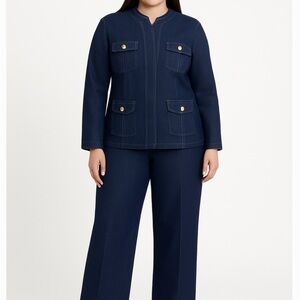 Drapers and Damon’s Pant Suit Women SZ 20W Dark Denim‎ Stretch Long Sleeve NWT